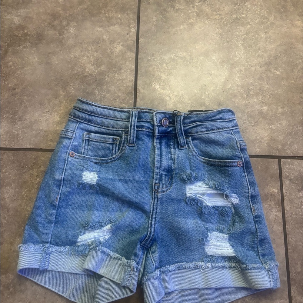 Fashion Nova Blue Distressed Jean Shorts